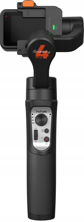 Gimbal Hohem iSteady Pro 4 bez kamery – czarna rękojeść z panelem sterowania, widok z przodu