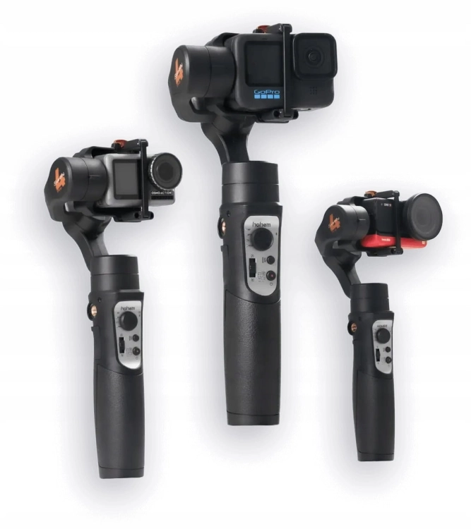 Gimbal Hohem iSteady Pro 4 – trzy gimbale z kamerami w różnych ustawieniach osi