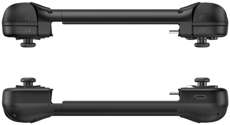 Kontroler mobilny GameSir X2 Pro czarny – widok z góry i z dołu na spusty i złącze USB-C