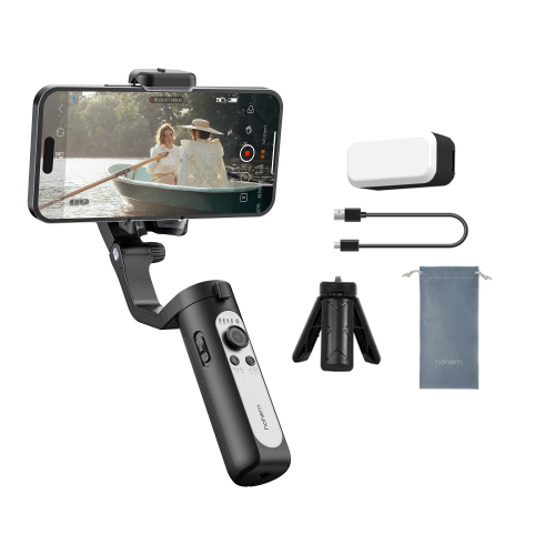 Gimbal Hohem iSteady XE Kit czarny z lampą – zestaw: gimbal ze smartfonem, lampa, statyw i etui