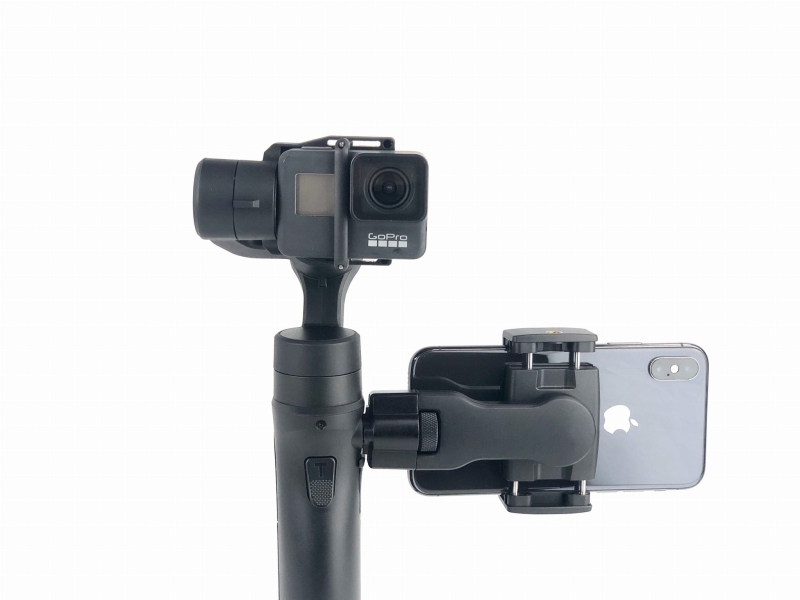 Obrotowy uchwyt na telefon Hohem PH1 z zamontowanym poziomo telefonem.jpg