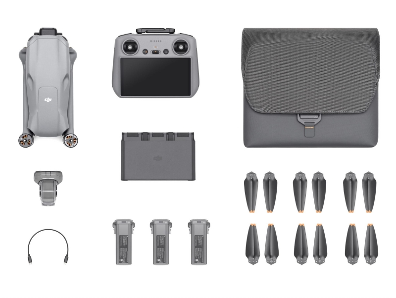 DJI Air 3 (RC2) + Fly More Combo - zaawansowany dron z dwoma kamerami, możliwością nagrywania w 4K HDR i inteligentnymi funkcjami.