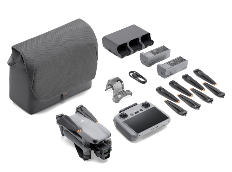 DJI Air 3 (RC2) + Fly More Combo - zaawansowany dron z dwoma kamerami, możliwością nagrywania w 4K HDR i inteligentnymi funkcjami.