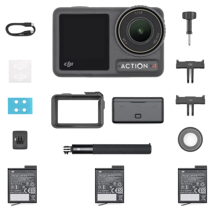 DJI Osmo Action 4 Adventure Combo zawartość opakowania.png