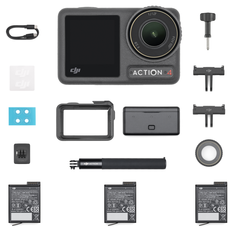DJI Osmo Action 4 Adventure Combo zawartość opakowania.png
