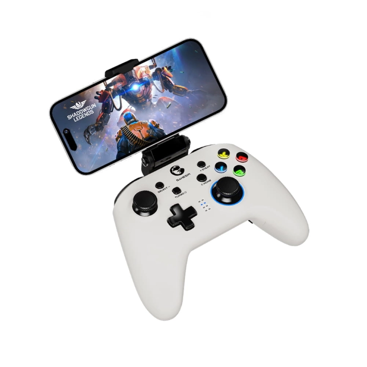 GameSir T4 Pro White z zamocowanym telefonem.jpg
