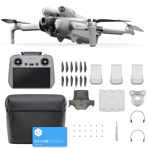 Dron DJI Mini 4 Pro Fly More Combo (DJI RC 2) z kodem DJI Care Refresh na 1 rok i zawartością zestawu