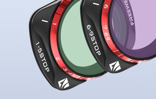Zestaw 2 regulowanych filtrów Freewell VND do DJI Osmo Pocket 3 – zbliżenie na skalę regulacji