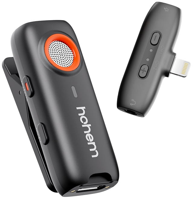 Mikrofon bezprzewodowy Hohem Lavalier MIC-01 (2 TX + 1 RX) czarny ze złączem Lightning