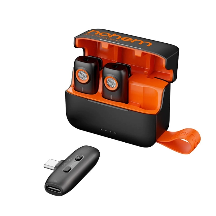 Mikrofon bezprzewodowy Hohem Lavalier MIC-01 USB-C – nadajniki w etui ładującym i odbiornik