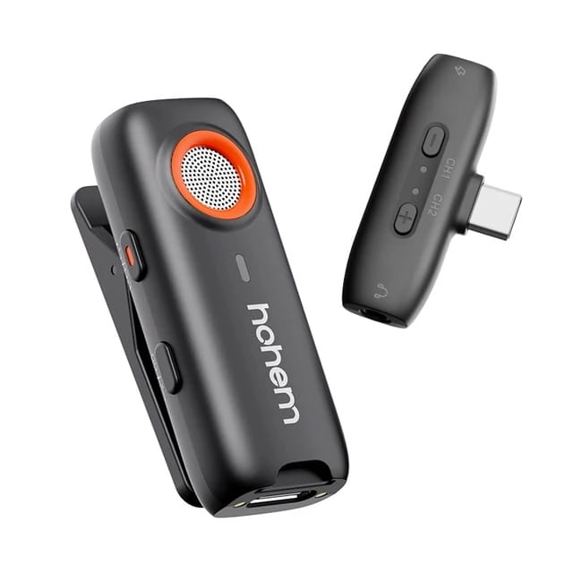 Mikrofon bezprzewodowy Hohem Lavalier MIC-01 (2 TX + 1 RX) czarny ze złączem USB Typ-C