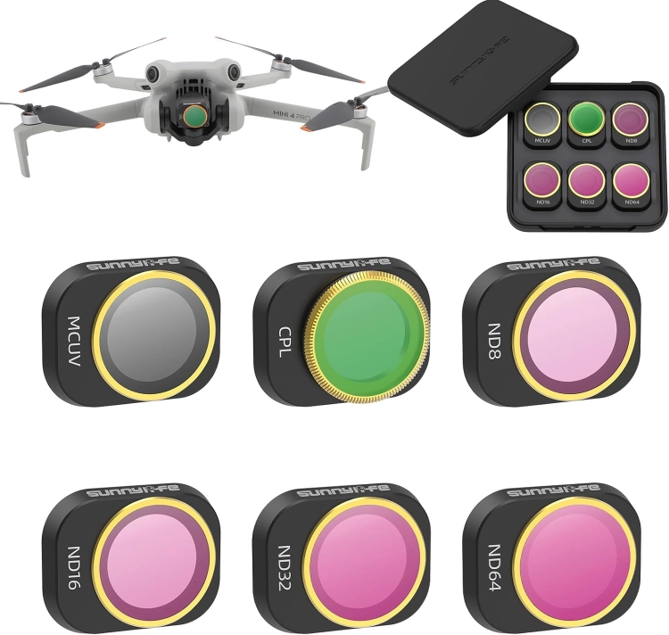 Zestaw 6 filtrów (MCUV, CPL, ND 8/16/32/64) Sunnylife do DJI Mini 4 Pro