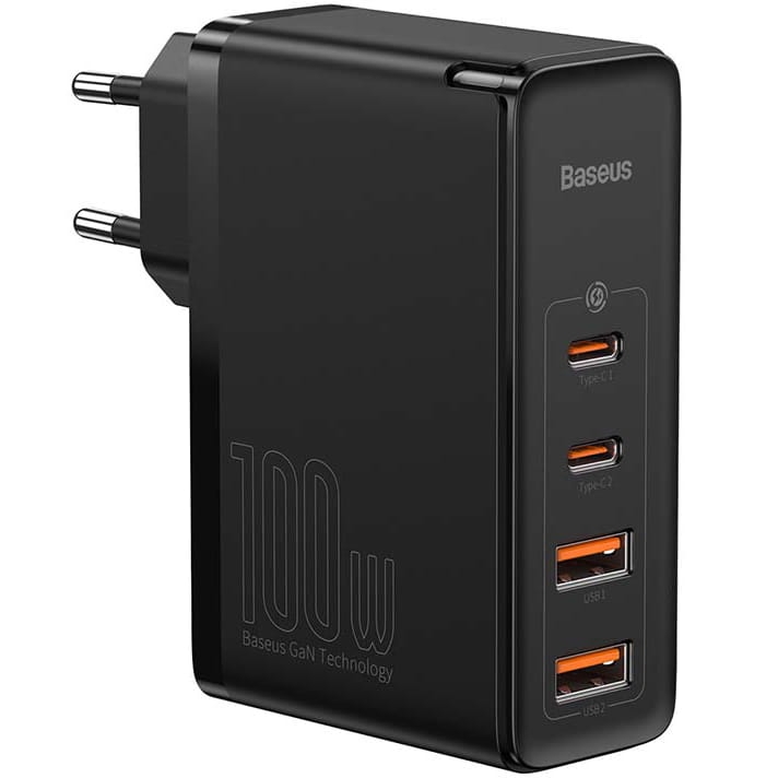 Ładowarka sieciowa Baseus GaN2 Pro, 2x USB + 2x USB-C, 100W, EU (czarna)