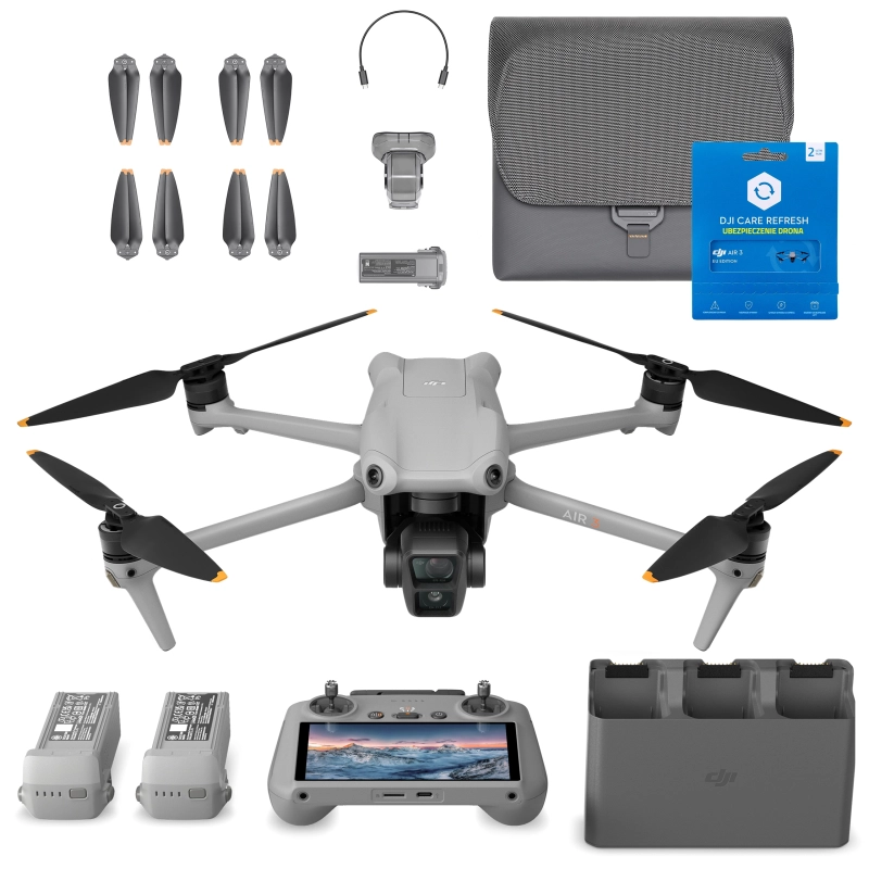 Dron DJI Air 3 Fly More Combo (DJI RC 2) + Ubezpieczenie CARE (Zestaw).webp