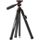Statyw karbonowy Freewell Real Travel Tripod 0,9 kg – rozłożony z głowicą i rączką, widok z boku