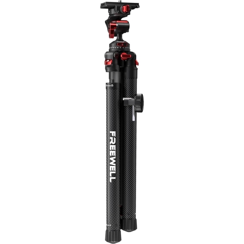 Statyw karbonowy Freewell Real Travel Tripod 0,9 kg – złożony do transportu, widok w pionie