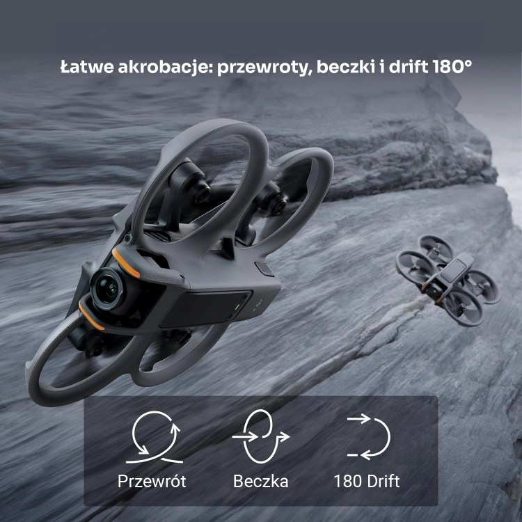 Grafika: akrobacje DJI Avata 2 jednym przyciskiem – przewrót, beczka i drift 180°