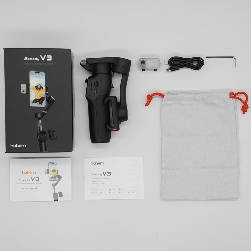 Gimbal Hohem iSteady V3 do telefonu - czarny - zestaw