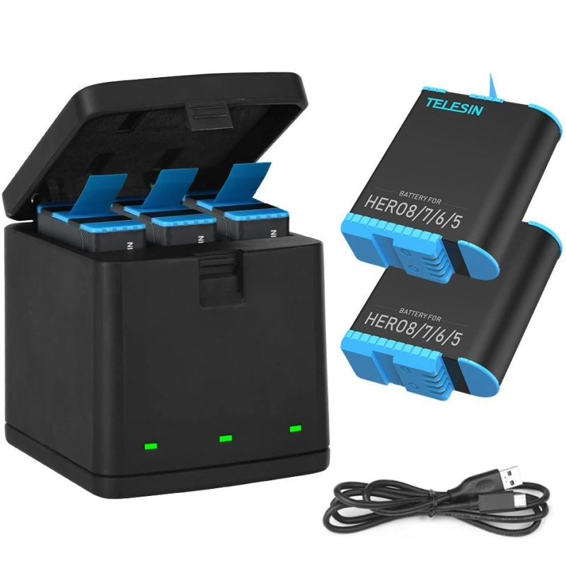 Ładowarka trójkanałowa TELESIN + 2 akumulatory do GoPro Hero 8 / 7 / 6 / 5