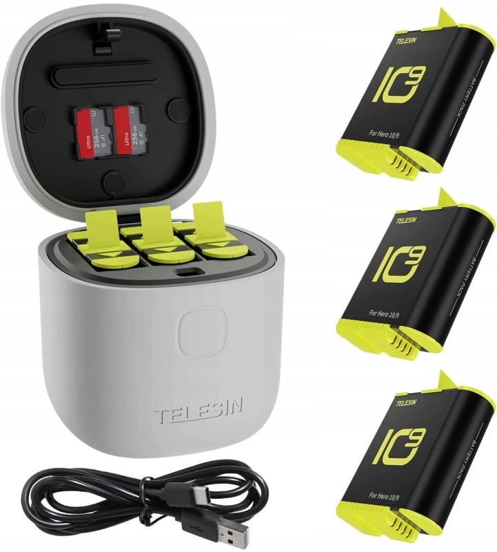Ładowarka-3-akumulatory-Telesin-do-GoPro-Hero-9-10-11-GP-BTR-906-GY-B