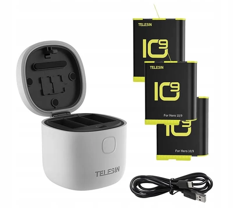 Ładowarka-3-akumulatory-Telesin-do-GoPro-Hero-9-10-11-GP-BTR-906-GY-B