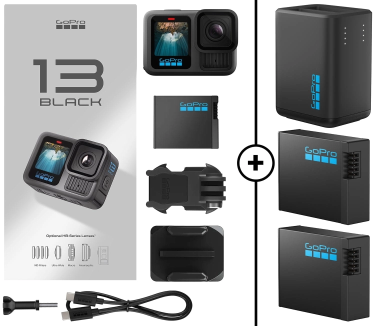 Kamera GoPro HERO 13 Black + Oryginalna ładowarka + 2x akumulator Enduro