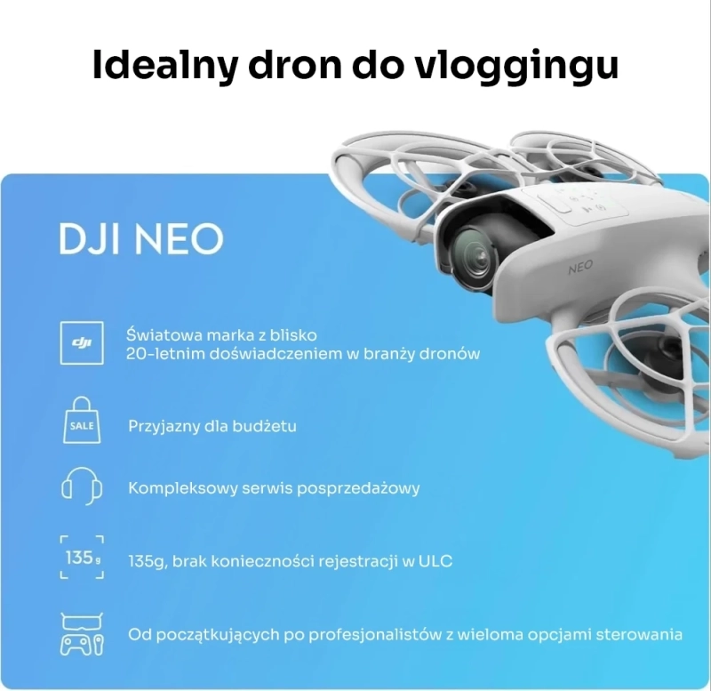 DJI Neo dron do vlogginu najważniejsze cechy