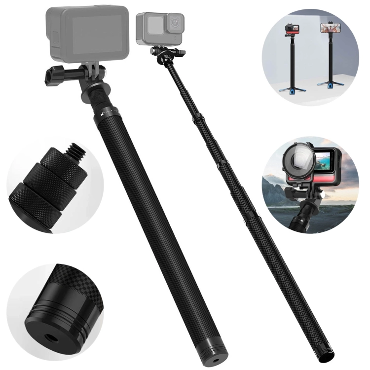 Karbonowy wysięgnik teleskopowy, selfie stick 1.16m Telesin do kamer sportowych