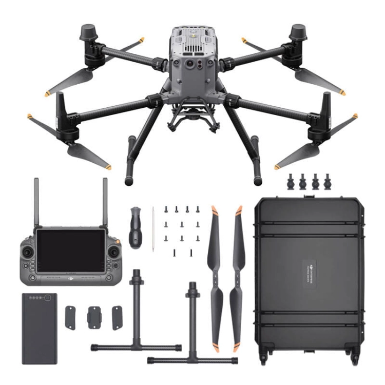 Dron DJI Matrice 350 RTK z aparaturą RC Plus, akumulatorami TB65, śmigłami i walizką