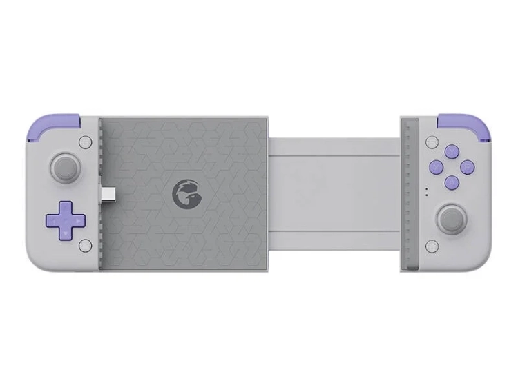 Kontroler mobilny GameSir X2s USB-C fioletowo-szary – rozsunięty uchwyt na duży telefon