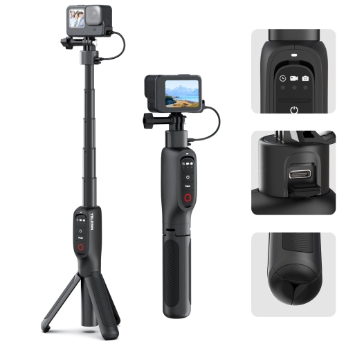 Akumulatorowy Selfie-stick, wysięgnik z pilotem Telesin Shorty do kamer GoPro