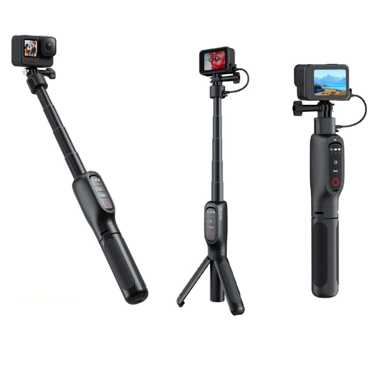 Akumulatorowy Selfie-stick, wysięgnik z pilotem Telesin Shorty do kamer GoPro - możliwości