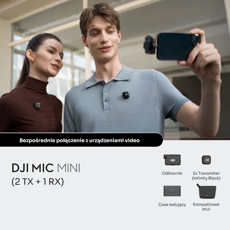 DJI Mic Mini （2TX+1RX+Etui ładujące）- System mikrofonów bezprzewodowych
