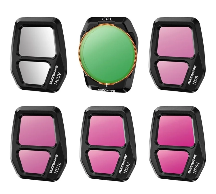 Zestaw 6 filtrów MCUV, CPL, ND8, ND16, ND32, ND64 do DJI Air 3S - Sunnylife