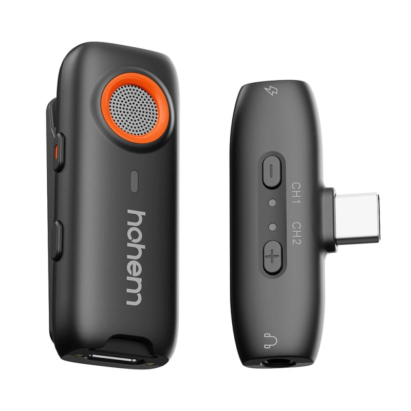 Mikrofon bezprzewodowy Hohem Lavalier MIC-01 (1 TX + 1 RX) czarny ze złączem USB Typ-C