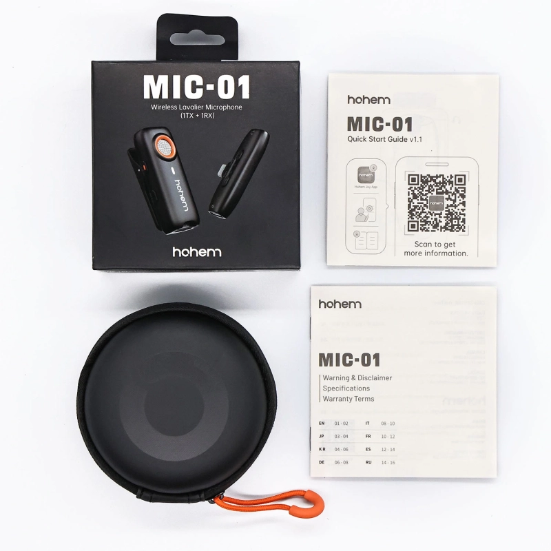 Mikrofon bezprzewodowy Hohem Lavalier MIC-01 (1 TX + 1 RX) czarny ze złączem USB Typ-C