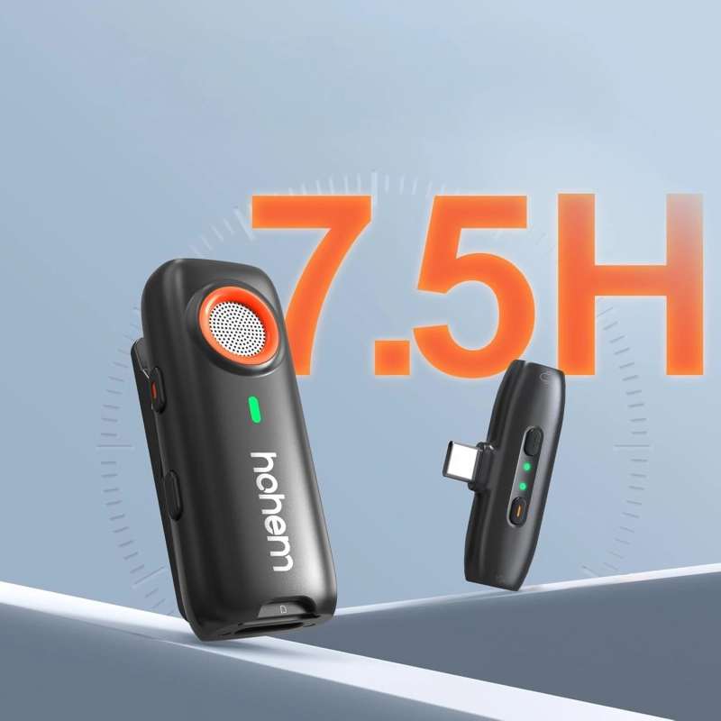 Mikrofon bezprzewodowy Hohem Lavalier MIC-01 (1 TX + 1 RX) czarny ze złączem USB Typ-C