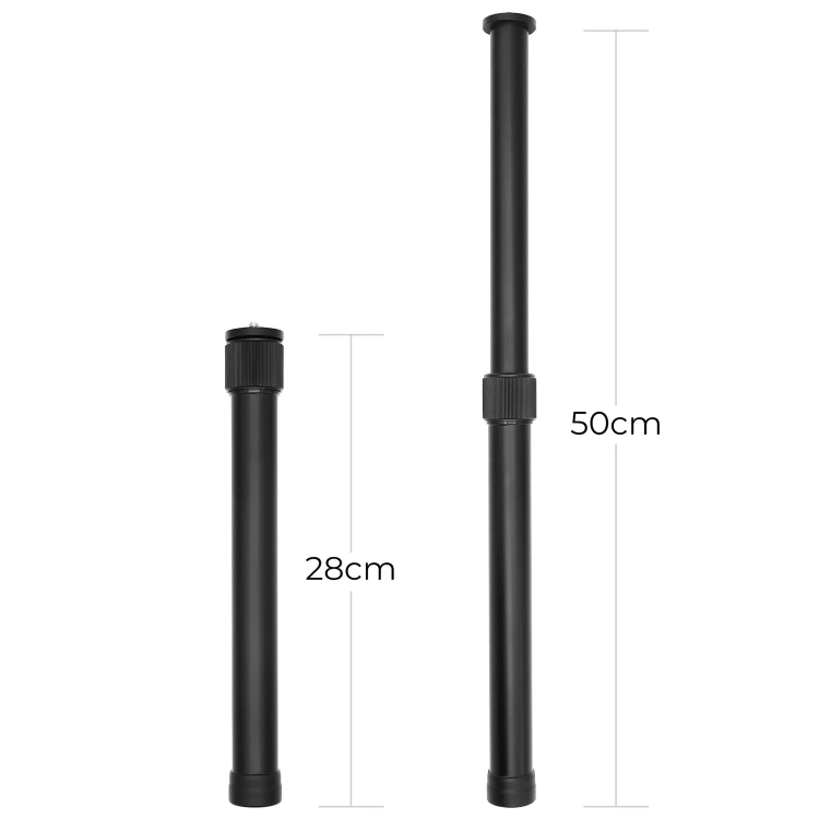 Wysięgnik Hohem T-50 28–50 cm do gimbali – porównanie długości 28 cm i 50 cm