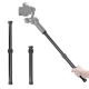 Wysięgnik Hohem T-50 28–50 cm do gimbali – złożony, rozłożony i z gimbalem w dłoni