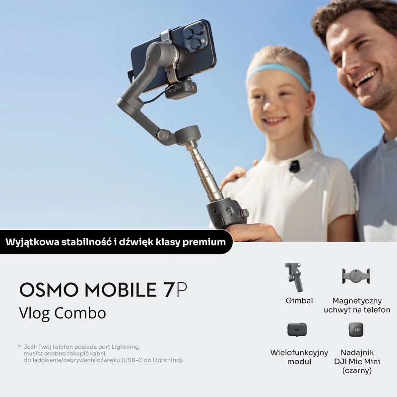 DJI Osmo Mobile 7 Pro Vlog Combo (Czarny nadajnik)