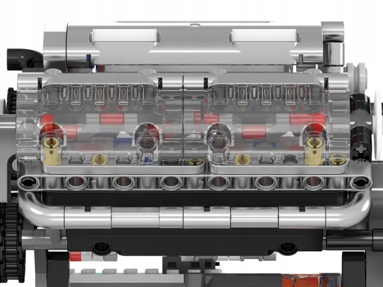 Zestaw klocków Mould King 10088 - silnik V8 wolnossący - przezroczysta głowica