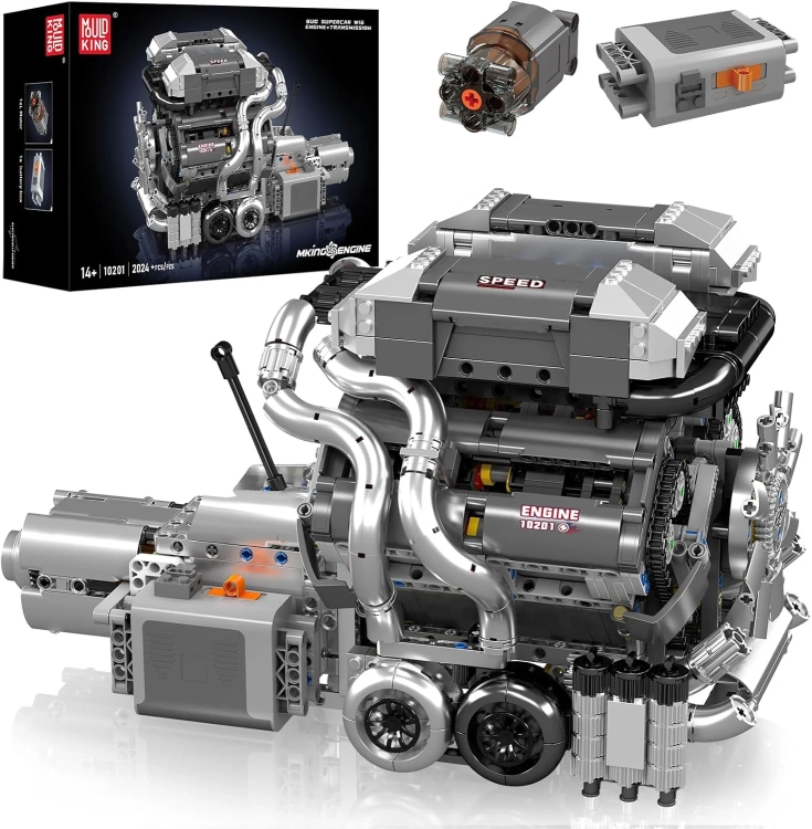 Klocki Mould King 10201 silnik W16 ze skrzynią biegów