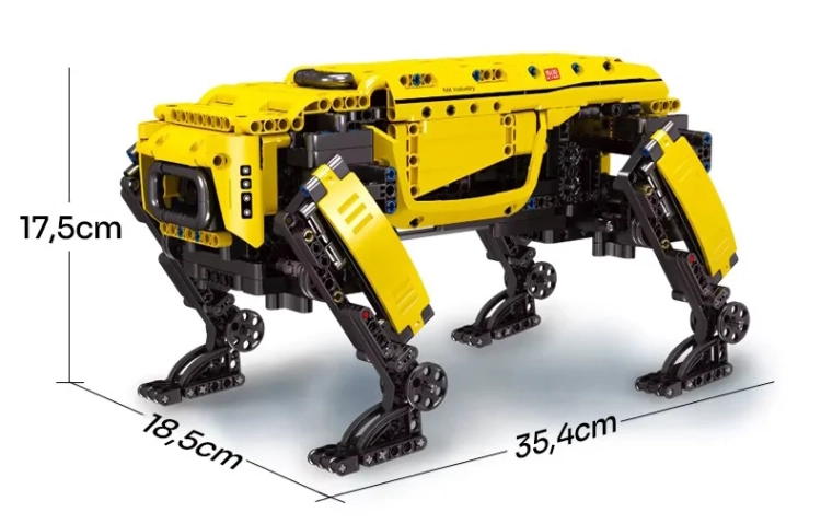 Klocki Mould King 15075 AlphaDog pies robot zdalnie sterowany - wymiary.webp