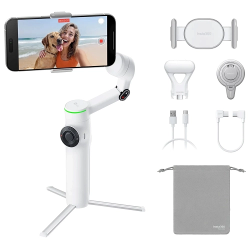 Gimbal Insta360 Flow 2 Pro Creator Bundle biały – gimbal ze smartfonem i akcesoria z zestawu