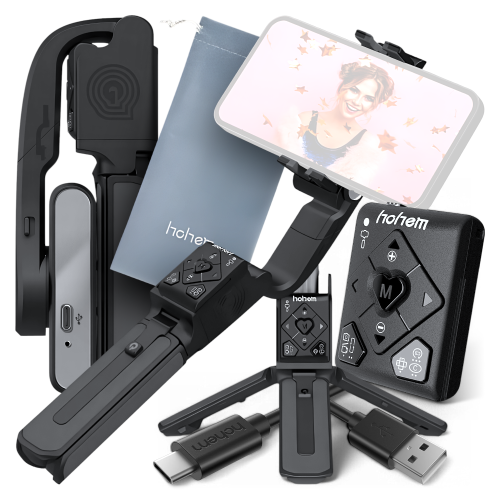 Gimbal Hohem iSteady Q czarny – zestaw z pilotem Bluetooth, smartfonem, etui i kablem USB