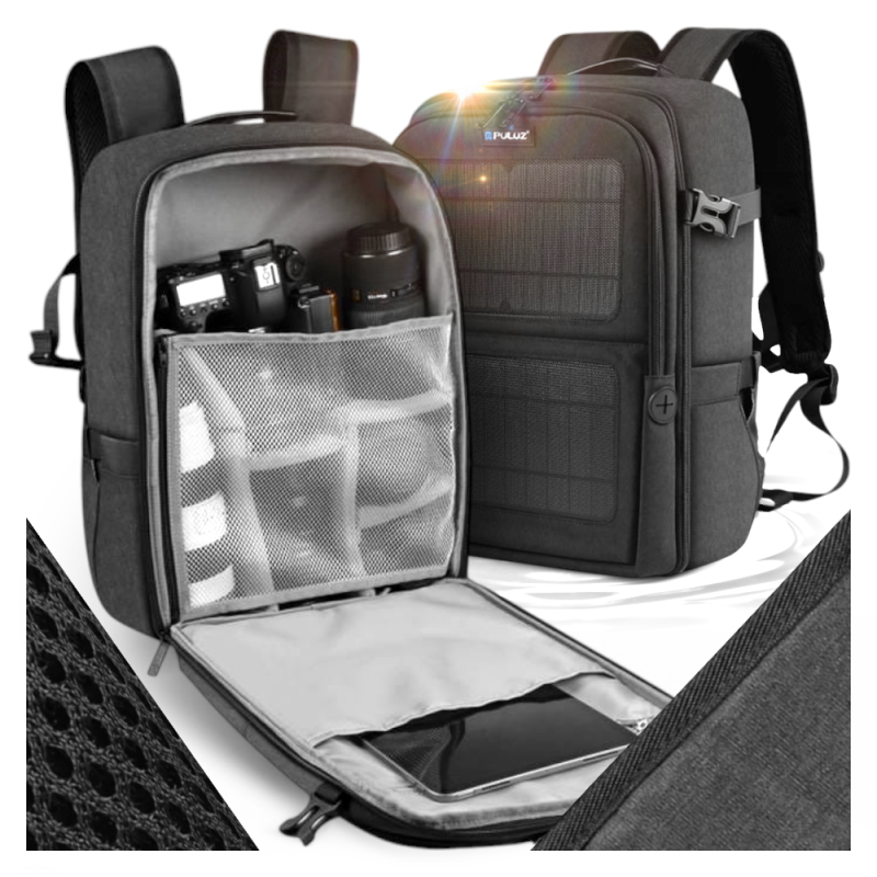 Wodoodporny plecak fotograficzny z panelami słonecznymi Puluz PU5018B 12W.png