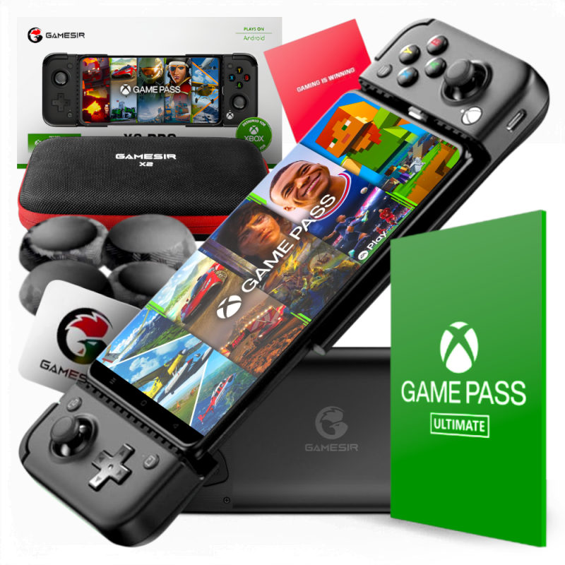 Mobilny Kontroler Pad GameSir X2 Pro Xbox Black USB-C z uchwytem na telefon.png