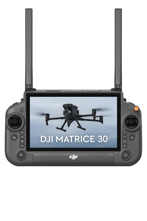 Aparatura sterująca DJI RC Plus z obrazem z drona Matrice 30 na ekranie