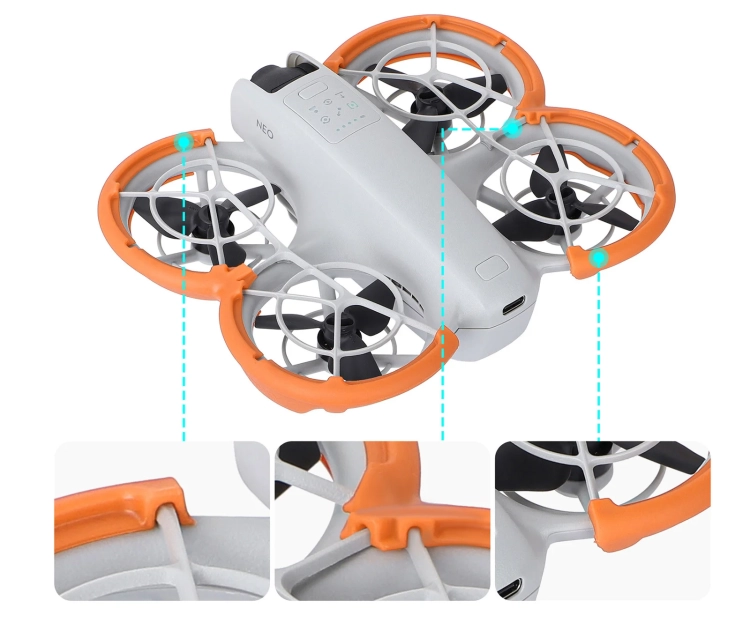 Osłona śmigieł SUNNYLIFE do DJI Neo (pomarańczowa) - dopasowanie