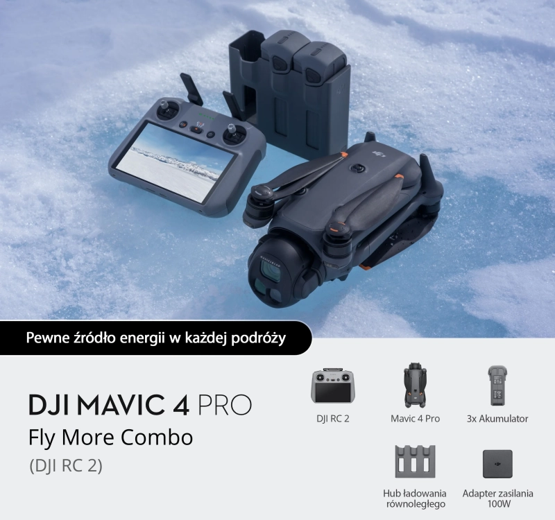 Dron DJI Mavic 4 Pro Fly More Combo(DJI RC 2) - pewne źródło energii w każdej podróży